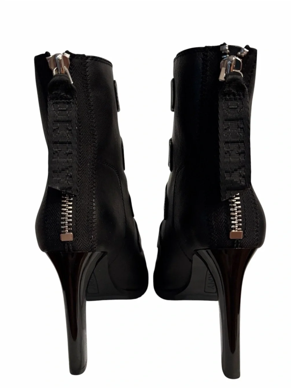 DKNY Black Leather Peep Toe Strappy Booties/Shoes Size 8.5M